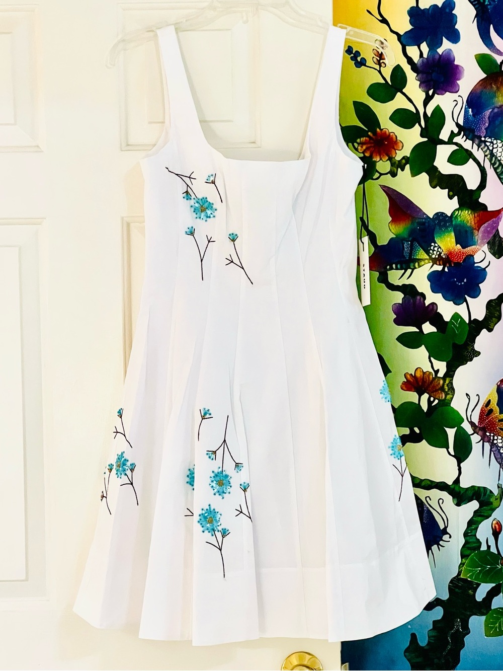 NWT Staud Wells Beaded Mini Dress Embroidered Dandelion White - Picture 12 of 16